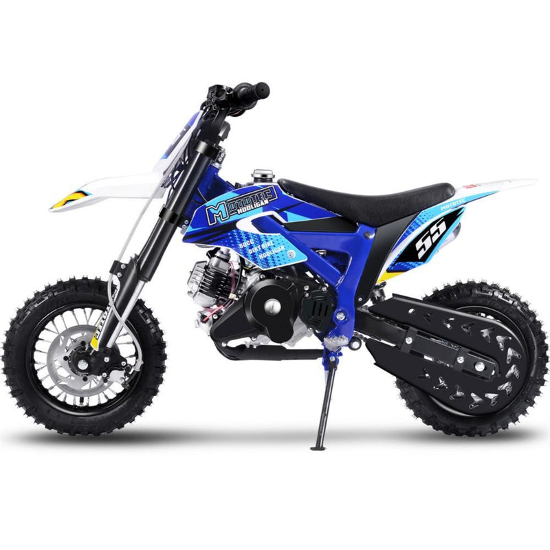 Gas Mini Dirt Bike MotoTec Hooligan Blue Left