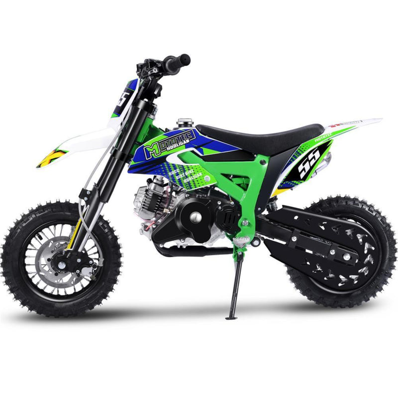 Gas Mini Dirt Bike MotoTec Hooligan Green Left