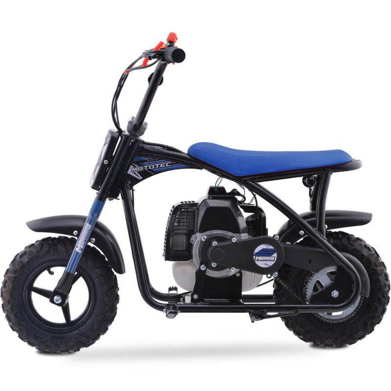 Mini Bike Gas Mototec Bandit Blue Left