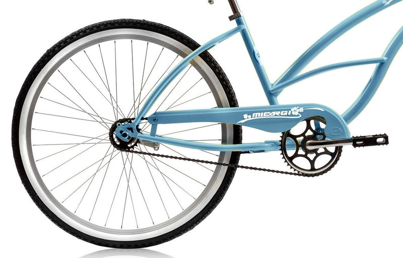 26'' Micargi Women's Pantera Beach Cruiser - blue - rear wheel