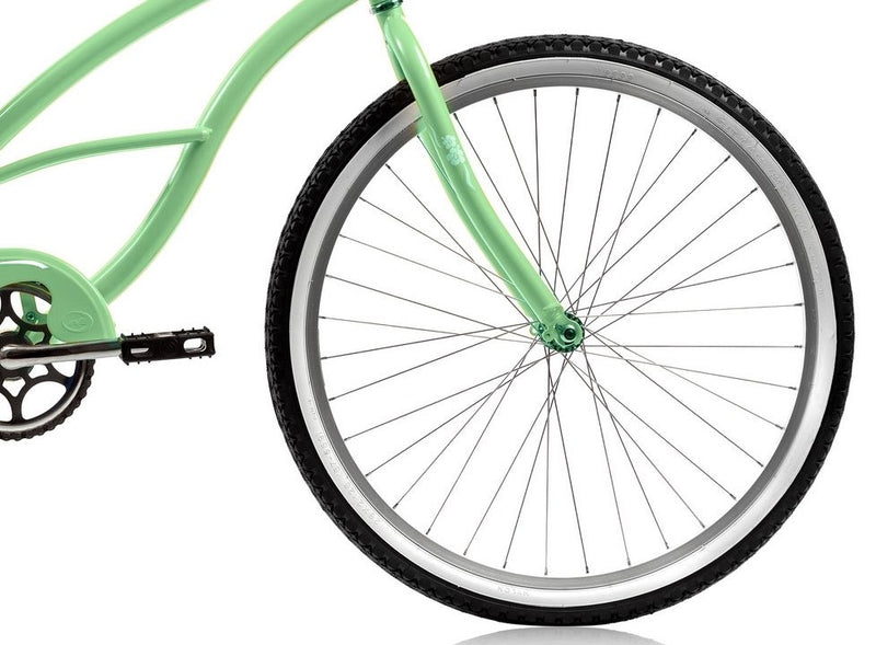 26'' Micargi Women's Pantera Beach Cruiser - green - front wheel