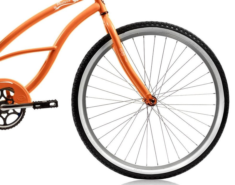 26'' Micargi Women's Pantera Beach Cruiser - orange - front wheel