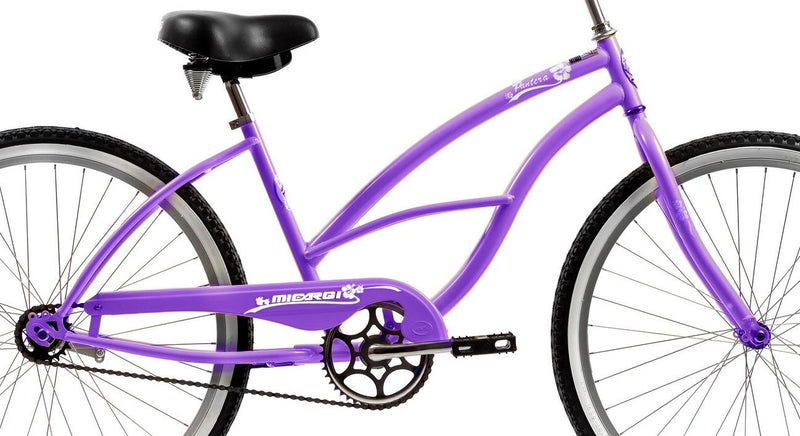 26'' Micargi Women's Pantera Beach Cruiser - purple - frame close up