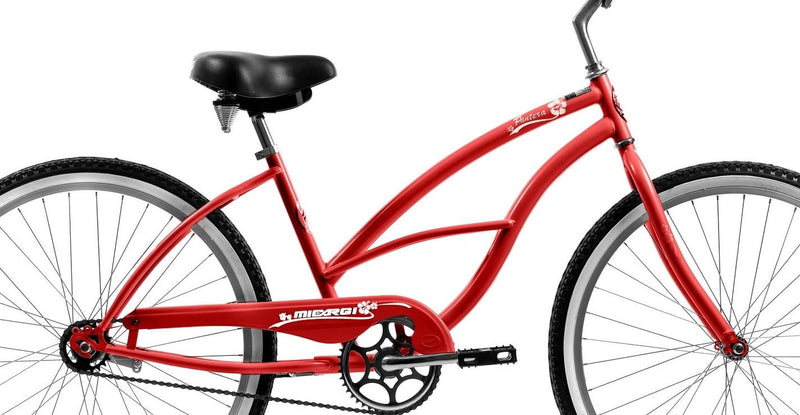 26'' Micargi Women's Pantera Beach Cruiser - red - frame close up