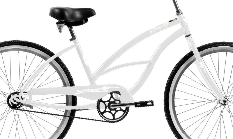 26'' Micargi Women's Pantera Beach Cruiser - white - frame close up