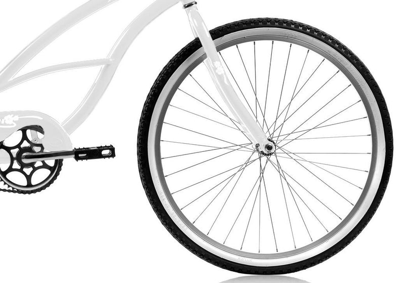 26'' Micargi Women's Pantera Beach Cruiser - white - front wheel