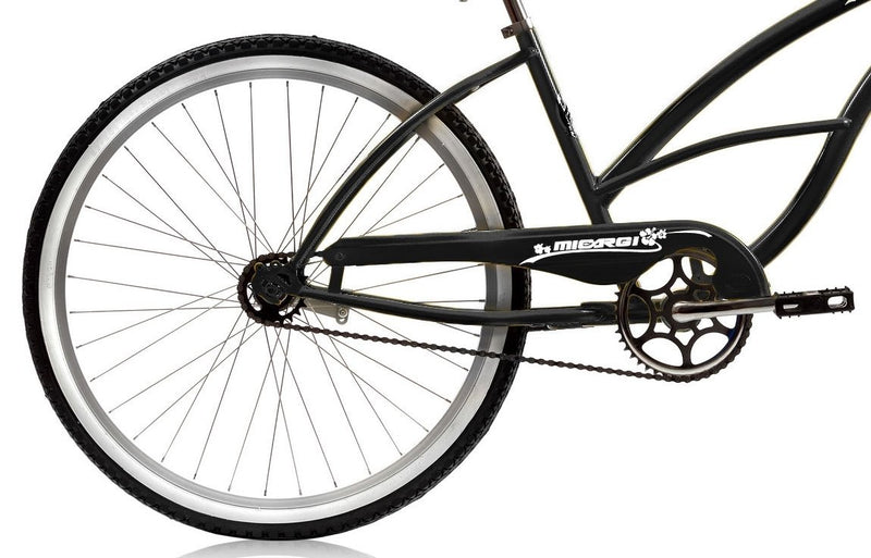 26'' Micargi Women's Pantera Beach Cruiser - black - rear wheel