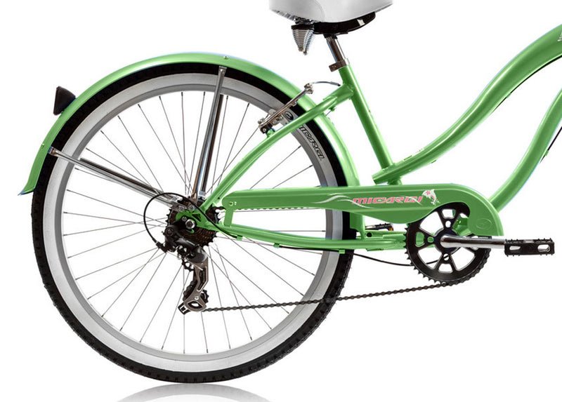 26''Micargi Women's Rover 7 Speed - green - rear wheel