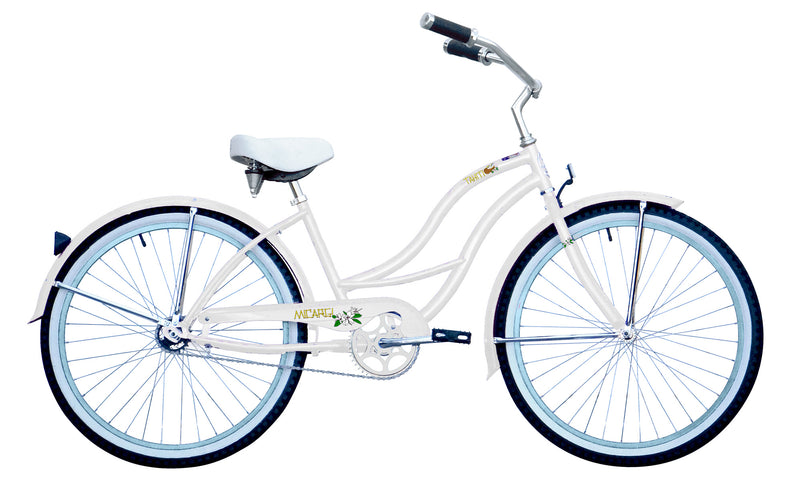 26'' Micargi Womens Tahiti - white - side of bicycle