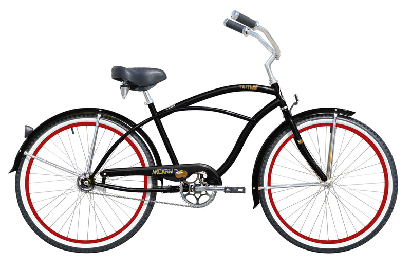 26'' Micargi Men's Tahiti Beach Cruiser - black - side of bicycle