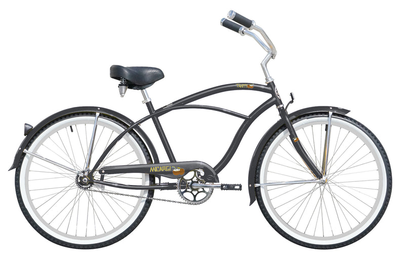 26'' Micargi Men's Tahiti Beach Cruiser - grey - side of bicycle