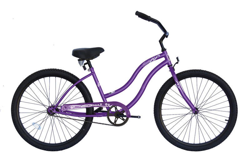 26 Inch Micargi Womens Touch Beach Cruiser black - side of bicycle