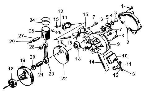 66CC (80CC) PISTON RING SET - crank diagram