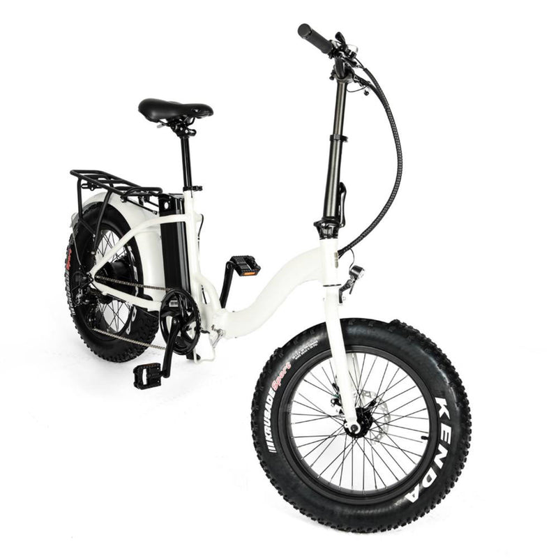 Electric Bike EUNORAU 48V500W 20" Foldable Step Thru Fat Tire Electric Bike White Front