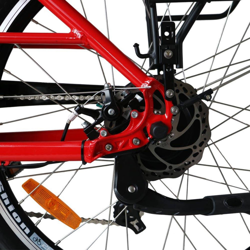 Electric Bike EUNORAU 36V350W E TORQUE Electric Step Thru Bike Red Chain Sprocket