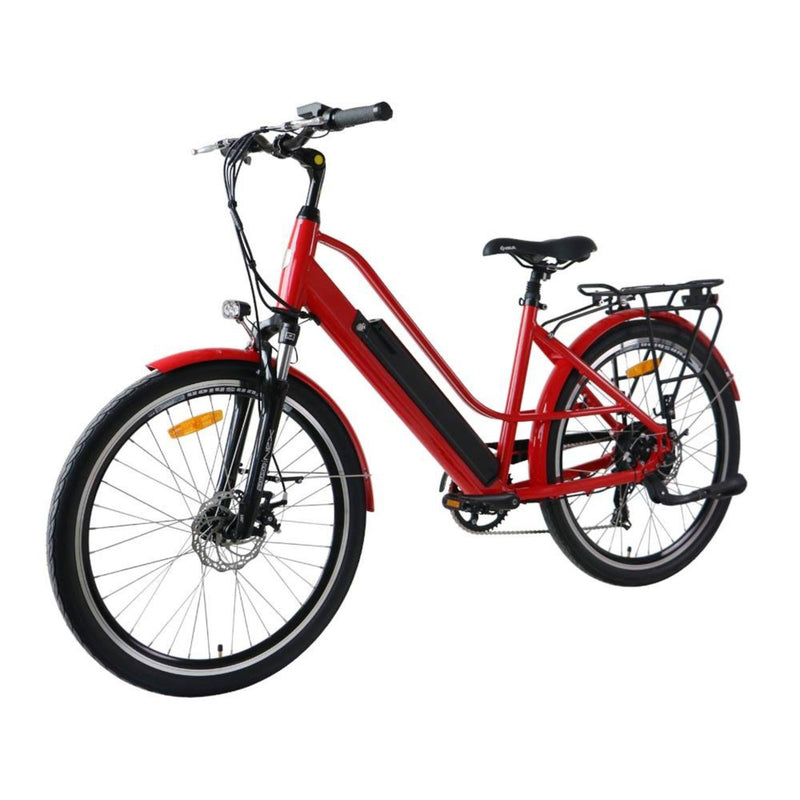 Electric Bike EUNORAU 36V350W E TORQUE Electric Step Thru Bike Red Front View