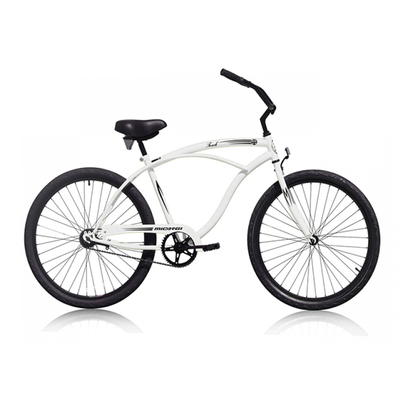 2-Stroke Motorized Bicycle 26 Inch Micargi Men's Touch Beach Cruiser - White Main