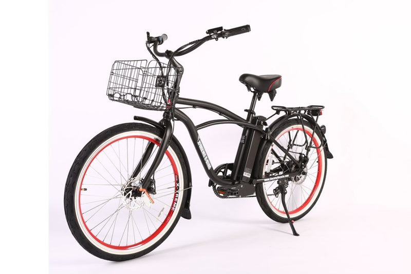 X-Treme 350W Newport Elite Max Electric Beach Cruiser - black bicycle front