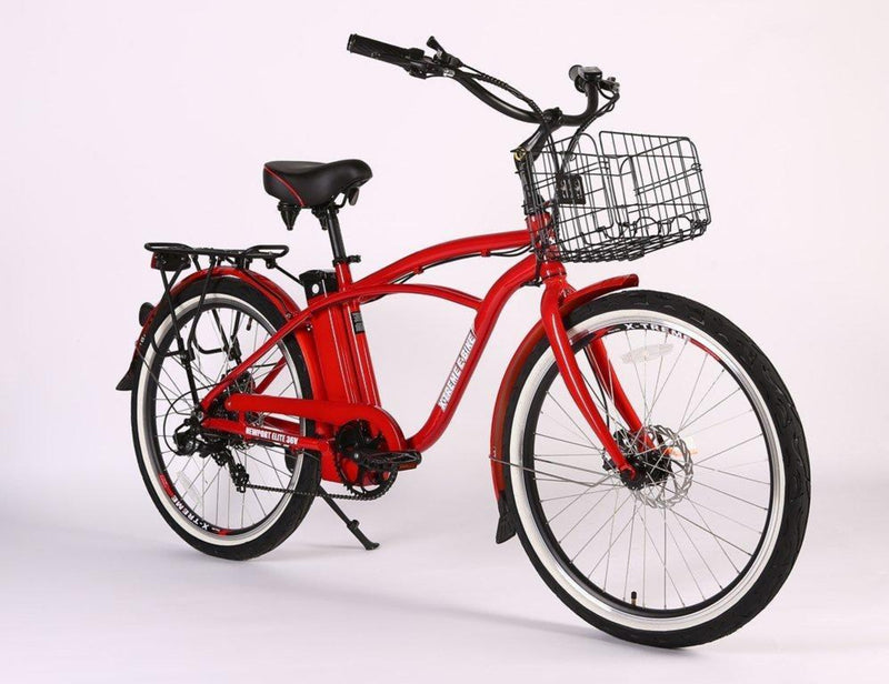 X-Treme 350W Newport Elite Max Electric Beach Cruiser - red bicycle front