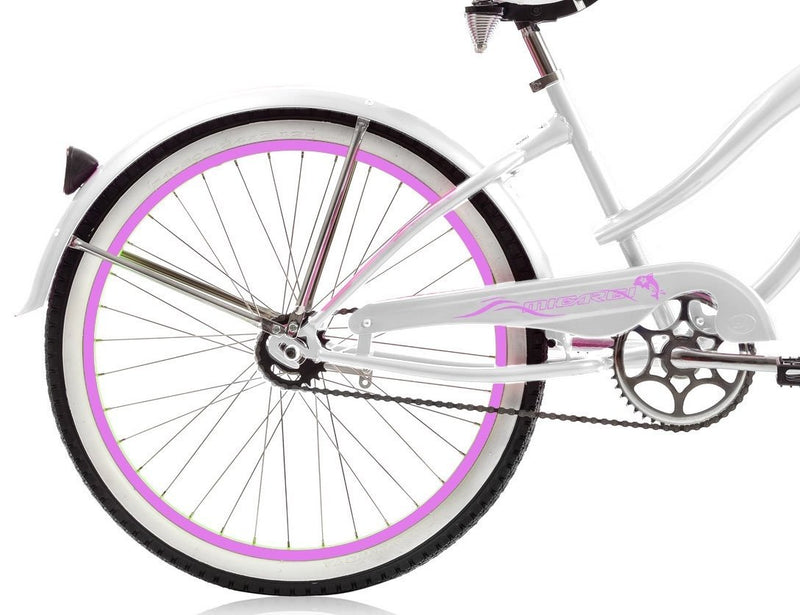 24 Inch Micargi Women Rover black with pink rims - side of bicycle