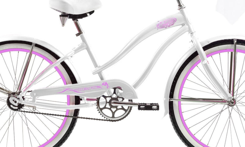 24 Inch Micargi Women Rover black with pink rims - side of bicycle