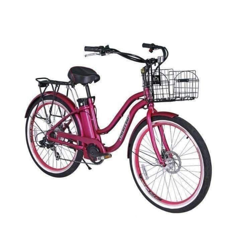 X-Treme 350W Malibu Elite Max Beach Cruiser pink bicycle side