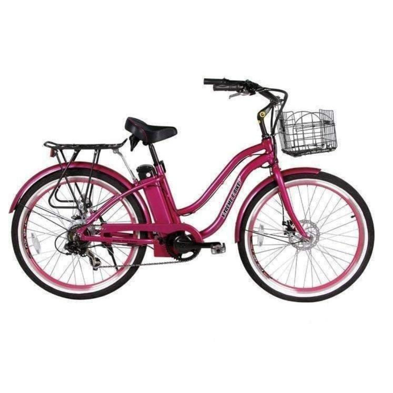 X-Treme 350W Malibu Elite Max Beach Cruiser pink bicycle side