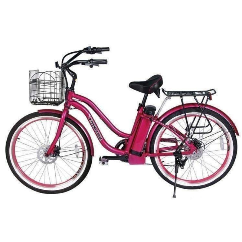 X-Treme 350W Malibu Elite Max Beach Cruiser pink bicycle side