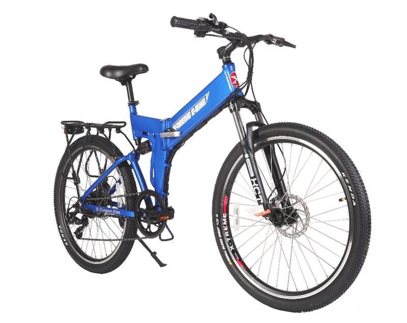 X-Treme 350W X-Cursion Max Folding blue bicycle front